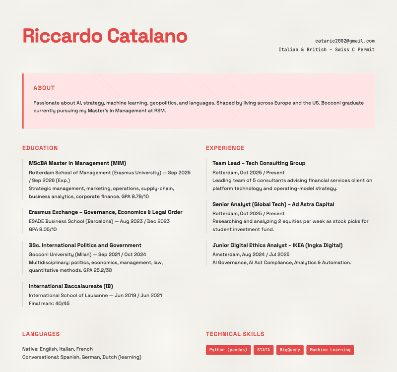 Six different portfolio pages generated by different models